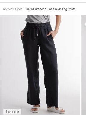 Quince- Women's Linen Pants - Black